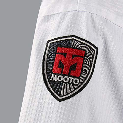 MOOTO Korea Taekwondo BS4.5 Basic Uniform White BK V-Neck MMA Martial Arts Karate Demonstration Team Gym School Academy (190 (Height : 190~199cm)(6.23~6.53ft))