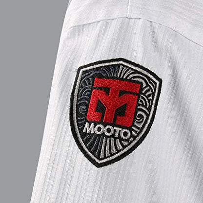 MOOTO Korea Taekwondo BS4.5 Basic Uniform White BK V-Neck MMA Martial Arts Karate Demonstration Team Gym School Academy (190 (Height : 190~199cm)(6.23~6.53ft))