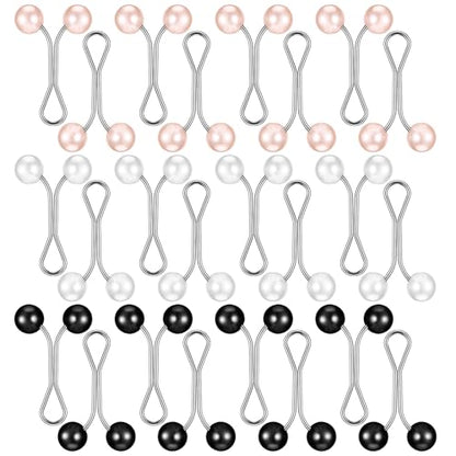 JJUNW 24 Pcs Hijab Clips For Women, Hijab Pins Scarf Clip Pearl Scarf Clips 3 Colors Headscarf Pearl Brooch Pin, Shawl Scarfs Safety Pins Wedding Dress Accessories