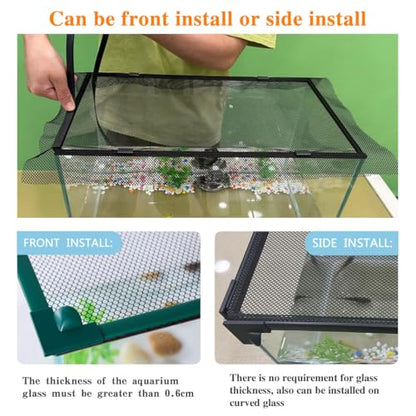Magnetic Fish Tank Cover Green Frame Black Net, DIY Fish Tank Lid Adjustable Size Fit Tank Size Max 35''X19''(100x50CM) for Preventing Fish from Jumping Out and Reptile Escaping - color: Green Frame Black Net