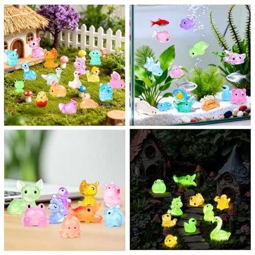 100PCS Mini Glow in The Dark Animal Resin Models Mystery Resin Animals Blind Bag Tiny Animal Figurines for Micro Landscape Garden Aquarium Dollhouse Party Favors Surprise Gifts for Kids ﻿ - color: 100pcs Mini Mystery Bag Luminous Resin Animals