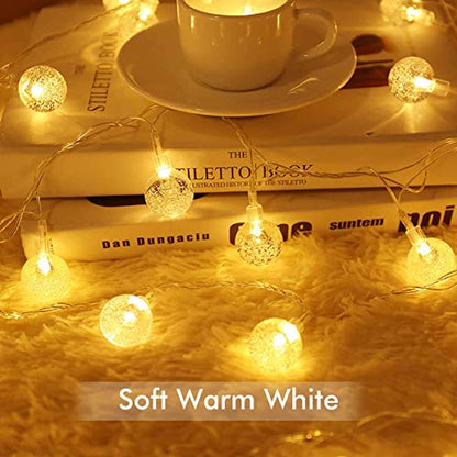 Battery Operated Globe String Lights,Water Proof 33 FT 80 LED Crystal Ball String Lights 8 Modes With Remote Control ,Indoor Outdoor LED Fairy Lights for Home, Christmas, Party Patio, Warm White - color: Warm White-1Pack 33FT