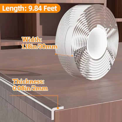 Clear Edge Protector Strip Sharp Edge Wrap Cover Tape,1.18 in x 9.84 FT,Self Adhesive Protective Bumper Guards for Cabinet Door Desk Glass Table Bed Furniture, Kitchen Countertop, Waterproof - size: 1.18in x 9.84FT