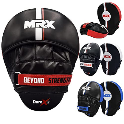 Boxing Pads Curved Boxing Mitts, Leather Adjustable MMA Muay Thai Kickboxing Martial Arts Punching Hand Target Strike Shield - color: Black/Red