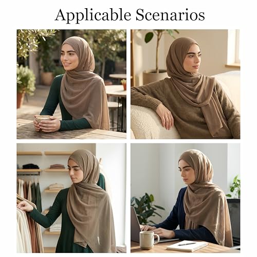 Yeieeo Instant Chiffon Hijab with Undercap (Tube or Bandage Cap), Breathable, no sweat buildup,Solid Chiffon Head Wraps - color: Beige