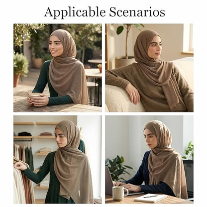 Yeieeo Instant Chiffon Hijab with Undercap (Tube or Bandage Cap), Breathable, no sweat buildup,Solid Chiffon Head Wraps - color: Beige
