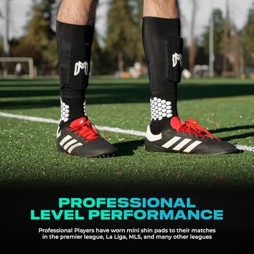 MediCaptain Mini Shin Guards Soccer – Built in Shin Pad Sleeves for Mens, Women, Teens - Small Shin Guards - Lightweight, Breathable Shin Defender Leg Protection - color: Black, size: Maxi (5.5 x 2.8 in)