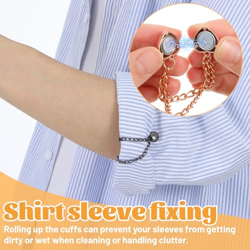 Magnetic Clothing Clips with Chain, 12 Pcs Multi-Function Magnet Magnet Button Pins Hijab Cuff Clips for Hijab, Sleeves, Pants, Scarf, Hem, No-Pin Styling Accessory