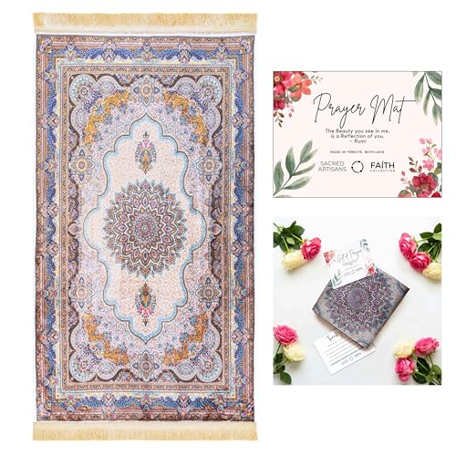 Sacred Artisans Prayer Rug with Super Soft Touch for Men and Women | Prayer Mat and Meditation Mat for Home Travel & Gift (Jasmine - Non Padded) - color: Jasmine - Non Padded