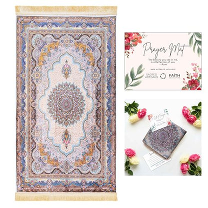 Sacred Artisans Prayer Rug with Super Soft Touch for Men and Women | Prayer Mat and Meditation Mat for Home Travel & Gift (Jasmine - Non Padded) - color: Jasmine - Non Padded