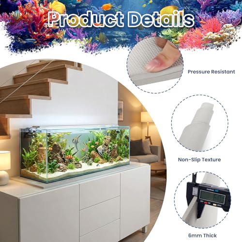 24 x 48 Inch Fish Tank Pad, 6mm Aquarium Leveling Mat, Gray | Water-Resistant Surface, Easy to Cut, Helps Cushion the Tank Base, Suitable for Aquariums and Terrariums - color: Gray, size: 24 x 48in