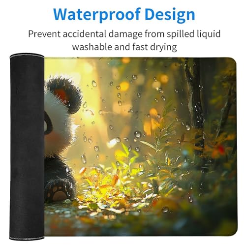 Panda Gaming Mouse Pad, Mouse Pad 24x12in, Large Desk Mat with Non-Slip Rubber Base, Office Desk Accessories, Large Extended Gaming Keyboard Mat, Big Mousepad for Computer Gamer Office, Yellow 8-2863 - size: 24 x 12 x 0.1