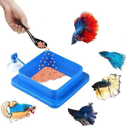 Fish Feeding Ring, Floating Food Feeder Thicken Square, Reduces Waste and Maintains Water Quality, for Flakes and Floating Fish Foods, for Guppy, Betta, - color: Blue Wide
