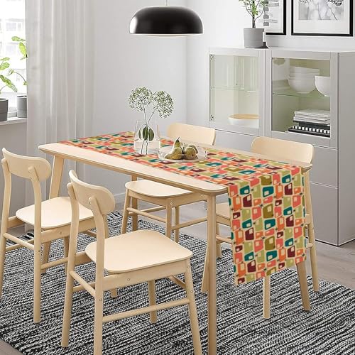 Mid Century Modern Table Runner,Abstract Aesthetic Geometric Mid Century Retro Modern Patterns Printed Linen Table Runner for Kitchen Dining Room Holiday 13x36 Inch - color: Mid Century-1, size: 13x36 Inch