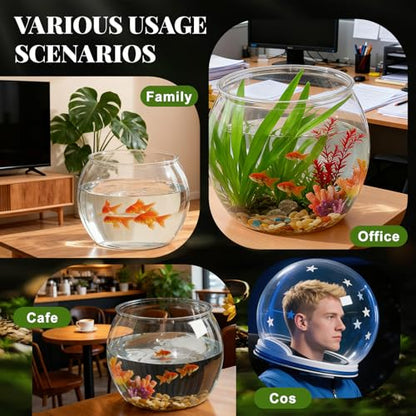 7 Gallon Plastic Fish Tank Large Bowl Shatterproof with Crystal Clear Clarity for Terrarium, Flower Vase Centerpiece Gift for Fish Lovers (Round) - size: 7 Gallon, style: Round