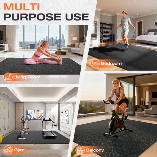 0.79'' Thick 12 Pcs 48 Sq Ft Non-Slip Rubber Top Exercise Equipment Mats, High Density EVA Foam Mats with Rubber Top, Interlocking Puzzle Gym Flooring for Home Gym, Workout Floor Mats,Black - size: 24"L x 24"W x 0.8"Th