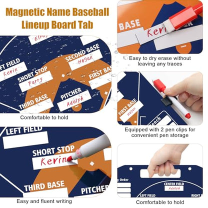 Magnetic Baseball Coach Clipboard, Anglecai Double-Sided Dry Erase Baseball Lineup Board for Softball Dugout Board Baseball Coaching Board with 30 Lineup Card/ 10 Magnet/2 Marker/2 Hook (Blue) - color: Blue