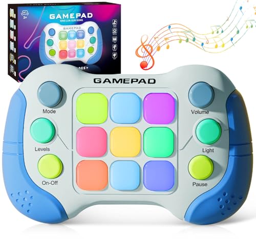 Christmas Fast Push Game Fidget Toys Handle, Upgraded Flashing Quick Press Games Pro for Kids, Speed Push Light Up Fidget Game, Educational Handheld Console Gamepad Toy for Boys, Girls (Blue) - style: Blue