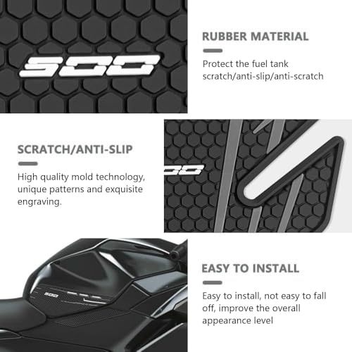 for Ninia 500 Z500 Ninja 500 SE ninja500 2024 2025 2026 New Accessories Side Fuel Tank Pads Protection Stickers Decals Fuel Tank Knee Pads Traction Pads Fuel Tank Pads Anti-slip side fuel tank sticker - color: Grey