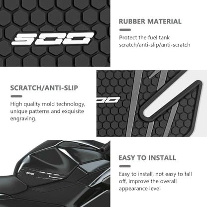 for Ninia 500 Z500 Ninja 500 SE ninja500 2024 2025 2026 New Accessories Side Fuel Tank Pads Protection Stickers Decals Fuel Tank Knee Pads Traction Pads Fuel Tank Pads Anti-slip side fuel tank sticker - color: Grey
