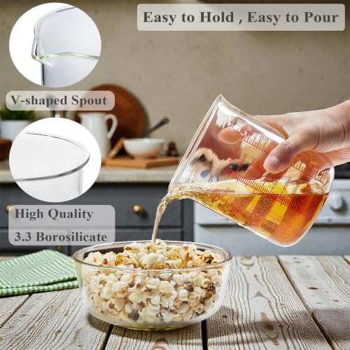 High Borosilicate Glass Measuring Cup-V-Shaped Spout，Glass Measuring Beaker for Kitchen or Restaurant, Easy to Read, 1000 ML (32 Oz, 4Cup) - size: 4Cup,1000ML