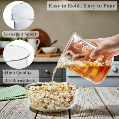 High Borosilicate Glass Measuring Cup-V-Shaped Spout，Glass Measuring Beaker for Kitchen or Restaurant, Easy to Read, 1000 ML (32 Oz, 4Cup) - size: 4Cup,1000ML