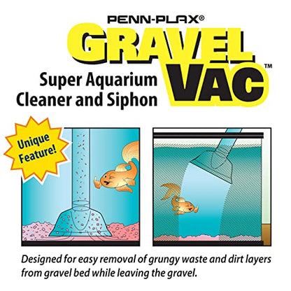 Penn-Plax Gravel Vacuum for Aquariums | Make Cleaning and Tank Maintenance Quicker and Easier (GV16) 16"