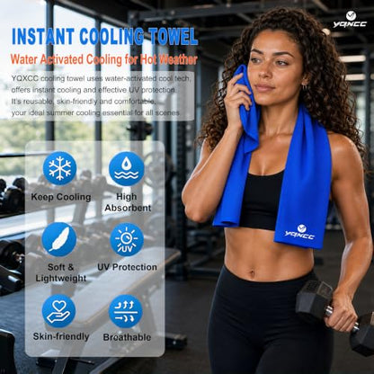 YQXCC 4 Pack Cooling Towels 40"x12", Cool Ice Towels for Neck & Face | Cooling Neck Wraps, Soft Breathable Microfiber Chilly Towels, Ideal for Gym, Yoga, Golf, Running, Camping & Hot Weather - color: Dark Blue, Light Blue, Light Gray, Purple
