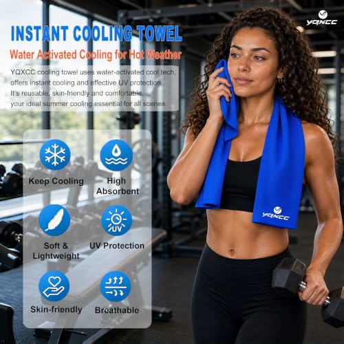 YQXCC 4 Pack Cooling Towels 40"x12", Cool Ice Towels for Neck & Face | Cooling Neck Wraps, Soft Breathable Microfiber Chilly Towels, Ideal for Gym, Yoga, Golf, Running, Camping & Hot Weather - color: Dark Gray, Dark Blue, Rose Red, Green