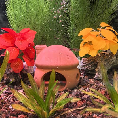 M2cbridge Natural Clay Pottery Ceramic Jar Vase Cichlid Small Fish Shrimp Aquarium Decor to Play Hide Breed Habitat (Red Clay, 2pcs) - color: Red Clay, 2pcs