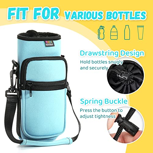 Nuovoware Water Bottle Carrier Bag, 25oz/32oz, Dusty Blue | Adjustable Shoulder Hand Strap, 2 Pocket, Neoprene Sleeve, For Hiking Travelling Camping - color: Dusty Blue, size: 25-32 Ounces - Standard