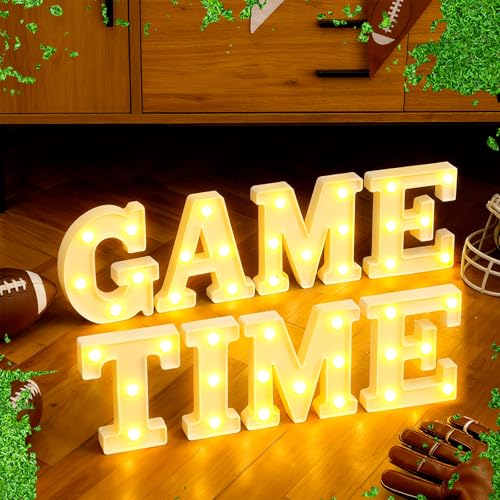 Aurelema Sukkot Large LED Letter Sign LED Lights Battery Powered Table Decoration for Party Gift Tabletop Decoration(Game Time) - size: 8.27 inches, style: Game Time