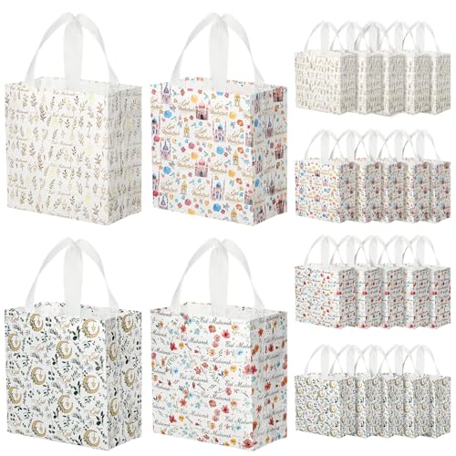 Amylove 24 Pcs Reusable Eid Mubarak Gift Bags with Handles Non Woven Ramadan Goodie Bags Eid Mubarak Party Favor Treat Gift Wrapping Shopping Tote Ramadan Party Supplies 9.2" x 8.7" x 4.3"