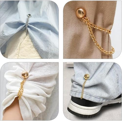 Magnetic Clothing Clips 4 Pack - Metal Magnetic Shirt Clips, T-Shirt Shortening Magnetic Closure Button for Pants/Sleeves/Collars - Bear Style