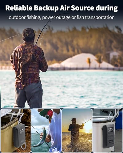 Pawfly Aquarium Lithium Battery Powered Air Pump USB Rechargeable Oxygen Pump Portable Live Bait Aerator Pump for Outdoor Fishing and Fish Transportation - size: 60-100 Gal（3.5 W）