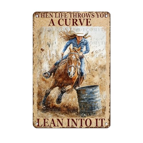 Cowgirl Wall Art Horse Wall Decor Western Tin Sign Barrel Racing 12x8 Inch - color: Horse13, size: 20X30cm(12*8in)