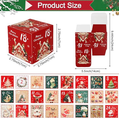 ONESING DIY 2025 Christmas Advent Calendar Boxes - 24 Days Countdown Calendar Gift for Adults and Kids Christmas Colorful Cardboard Number Boxes Make & Fill Your Own Advent Calendar Boxes-24 Pcs - color: Style-G