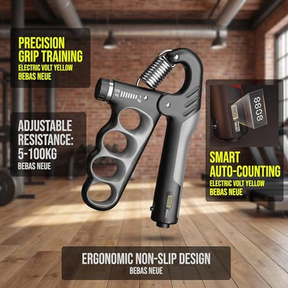 Grip Strength Trainer with Counter, Adjustable Hand Gripper Strengthener, Forearm Strengthener for Home Fitness Workout for Musicians Athletes