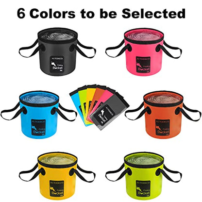 Collapsible Bucket 5 Gallon Container Folding Water Bucket Portable Wash Basin 20L - color: Black