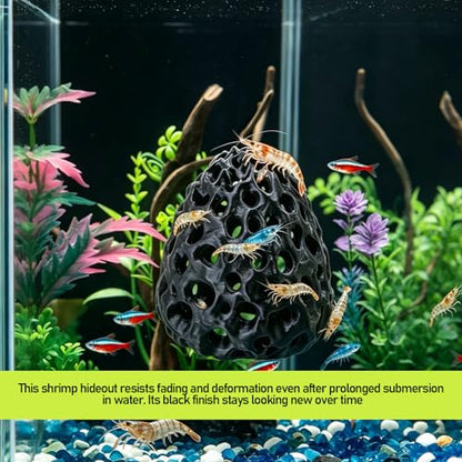 Shrimp Cave Hideout with Suction Cup for Aquarium Betta Fish Tank Decor | Shrimp Cave Hideout with Suction Cup for Aquarium Betta Fish Decor Habitat Natural Rock Design