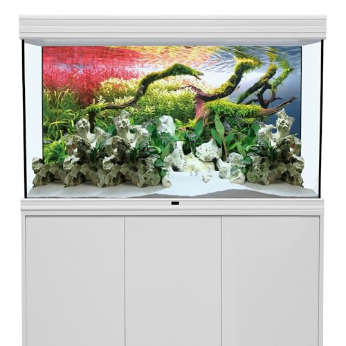 AWERT 48x20 inches Branches Fish Tank Background Stone Seaweed Aquarium Background River Bed & Lake Aquarium Background Vinyl Background - size: 48x20in/120x50cm