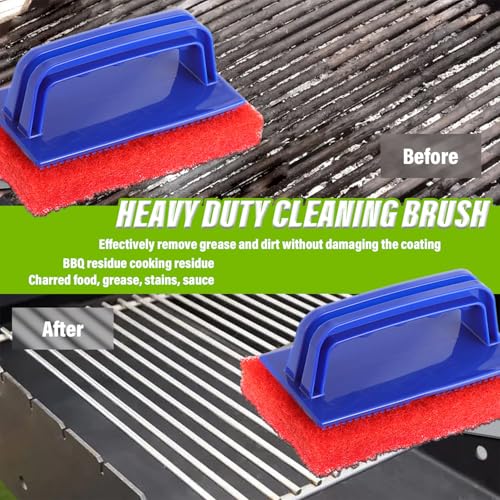 5 Pack Electric Cleaning Brush Pad Kitchen Bathroom Household Cleaning Pad Swimming Pool wall Cleaning Brush Heavy Duty Griddle Scrubber Scouring Pad and 1 Pack Handle kit(Red) - color: Red
