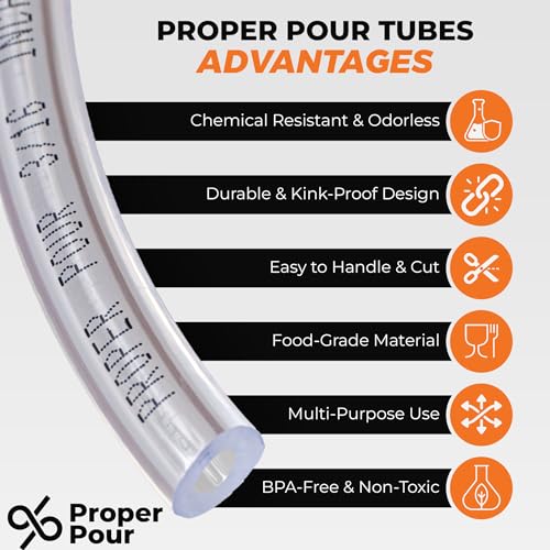 Clear Vinyl Plastic Tubing - Food-Grade & Flexible PVC Tube for Beer Line, Kegerator Accessories, Wine, Aquarium & Water Hose, Fuel Line, Drip Irrigation & More, 5/16" ID 7/16" OD, 10 Ft