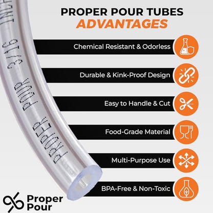 Clear Vinyl Plastic Tubing - Food-Grade & Flexible PVC Tube for Beer Line, Kegerator Accessories, Wine, Aquarium & Water Hose, Fuel Line, Drip Irrigation & More, 5/16" ID 7/16" OD, 10 Ft
