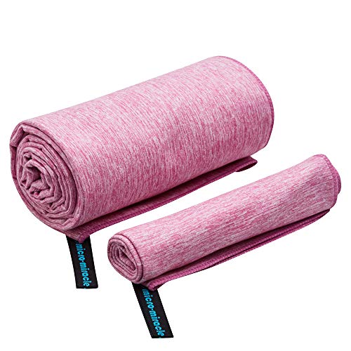 XL 여행용 타월 - 2in1 대형 빠른 건조 엑스트라 소프트 극세사, 13가지 색상, 체육관, 수영 연습, 여행, 배낭여행, 캠핑, RV, 해변, 비상 가방, 기숙사, 작은 집, 밴 또는 캠핑카용 경량 - color: 핑크 말