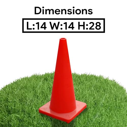Versatyle Heavy Duty Agility Training Cones (2 in, 6 in, 9 in, 12 in, 28 in) for Sports, Kids Coaching, Multipurpose Field Marker Cones, Soccer, Basketball Drills, Bike, Motorcycle, Traffic Training - style: 28in, Orange