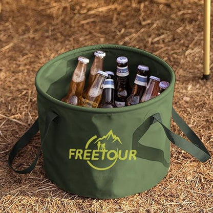 Baiao Collapsible Bucket 5 Gallon, Portable Collapsible Bucket with Handle, Folding Water Container for Fishing Camping Beach Hiking Home Travel Car Washing(Green 20L) - color: Military-green
