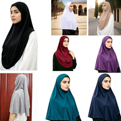 Ready To Wear Hijab For Women Instant Turban Stretch Soft Muslim Scarf For Prayer Long Hijabs Islamic Jersey Abaya - color: Grey