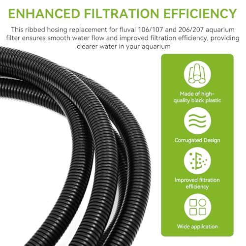 A20014 Ribbed Hosing Replacement for Fluval 106/107/206/207 Canister Filter, 13.9Ft Aquarium Tubing, Aquarium Filter Replacement Part, 4.23m Canister Filter Replacement Parts