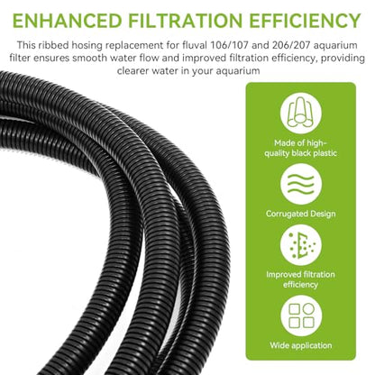 A20014 Ribbed Hosing Replacement for Fluval 106/107/206/207 Canister Filter, 13.9Ft Aquarium Tubing, Aquarium Filter Replacement Part, 4.23m Canister Filter Replacement Parts